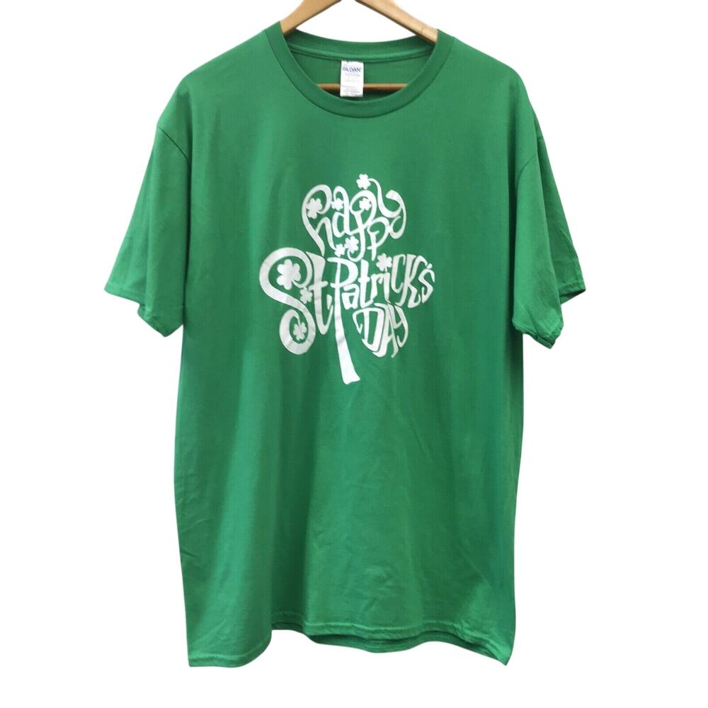 T Shirt Mens 2XL Green White St Patricks Day Lucky Clover